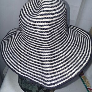 J. Crew Women’s Striped Blue & White Sun Hat Cotton Poly Viscose  Sz S-M